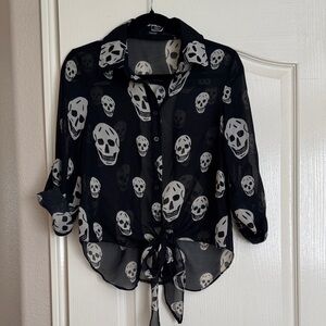 Poetry Black Sheer Skull Print Blouse